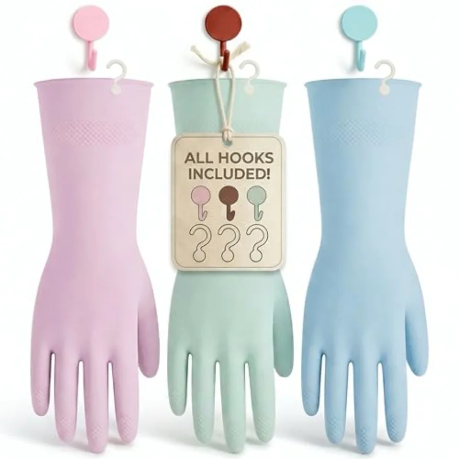 IMARU 3 Pairs Dishwashing Gloves with Hanging Hooks - Reusable Rubber Cleaning Gloves for Household and Kitchen and Gardening,
IMARU 3 Pairs Dishwashing Gloves with Hanging Hooks - Reusable Rubber Cleaning Gloves for Household and Kitchen and Gardening,