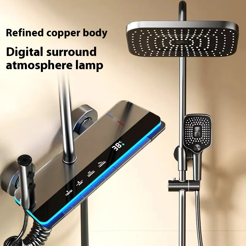 2024 Home Bathroom Pressurized Shower set, Real-time Temperature Display, Copper Material, shower head, bathroom shower
2024 Home Bathroom Pressurized Shower set, Real-time Temperature Display, Copper Material, shower head, bathroom shower