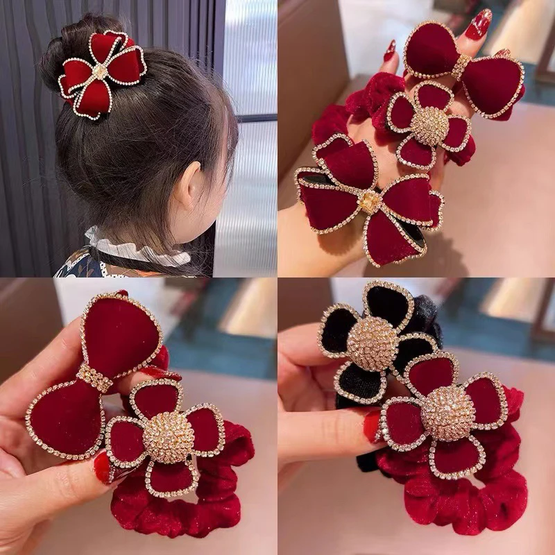 Sweet Rhinestone Flower Bow Kids Hair Loop High Elastic Rubber Band Temperament Women Hair Ties Fashionable Hair Accessories
Sweet Rhinestone Flower Bow Kids Hair Loop High Elastic Rubber Band Temperament Women Hair Ties Fashionable Hair Accessories