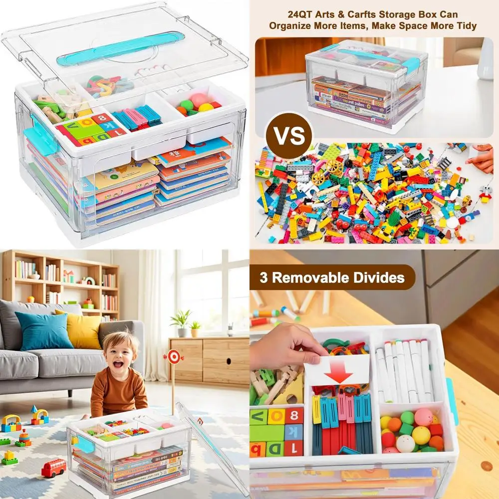 Clear Plastic Craft Organizer with Removable Tray, Dividers, and Handle for Art Supplies, Sewing, Coloring, Crayons
Clear Plastic Craft Organizer with Removable Tray, Dividers, and Handle for Art Supplies, Sewing, Coloring, Crayons