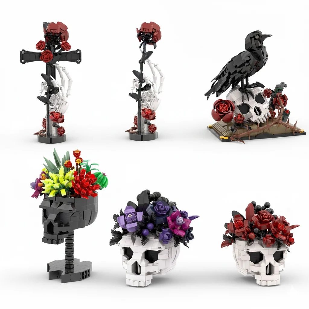 MOC Gothic Skull Flower Building Blocks Set, Halloween Floral Desk Decor, DIY Model, Creative Gift for Adults & Kids
MOC Gothic Skull Flower Building Blocks Set, Halloween Floral Desk Decor, DIY Model, Creative Gift for Adults & Kids