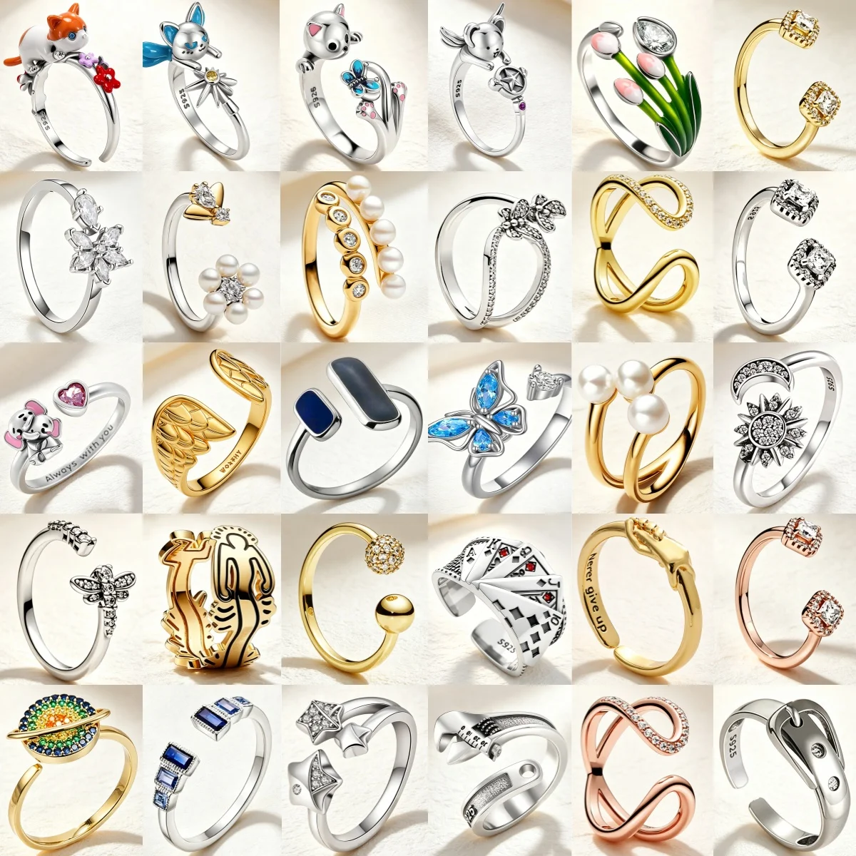 New 925 Silver Mini Disney Pure Animal Sun Moon Poker Card Diamond shaped Adjustable DIY Ring Fit for Women's Fashion Jewelry
New 925 Silver Mini Disney Pure Animal Sun Moon Poker Card Diamond shaped Adjustable DIY Ring Fit for Women's Fashion Jewelry