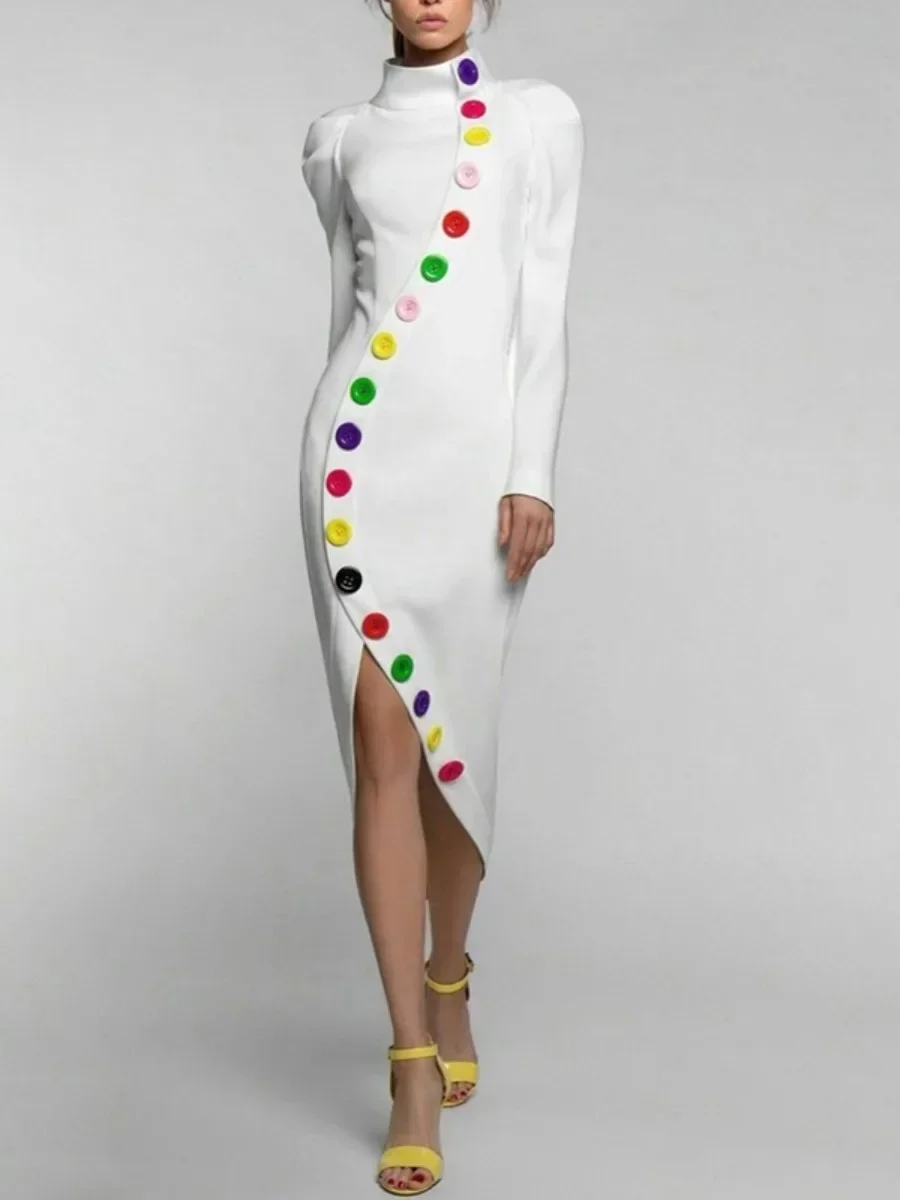 Missuoo Colorful Buttoned Evening Dress for Women Ladies Stand Collar Long Sleeves Slim Fit Midi Dress Elegant Party Dresses
Missuoo Colorful Buttoned Evening Dress for Women Ladies Stand Collar Long Sleeves Slim Fit Midi Dress Elegant Party Dresses