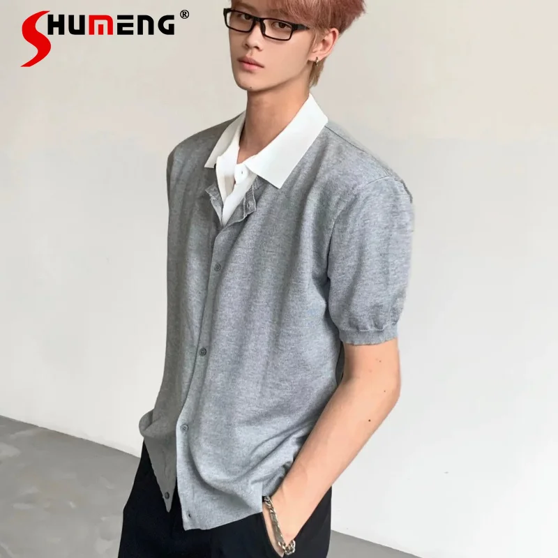 2026 Men's Summer High-end Faux Two-piece Tops Male Trendy Chic Lapel Polo Shirts Men's Handsome Contrast Color Comfort T-shirts
2026 Men's Summer High-end Faux Two-piece Tops Male Trendy Chic Lapel Polo Shirts Men's Handsome Contrast Color Comfort T-shirts