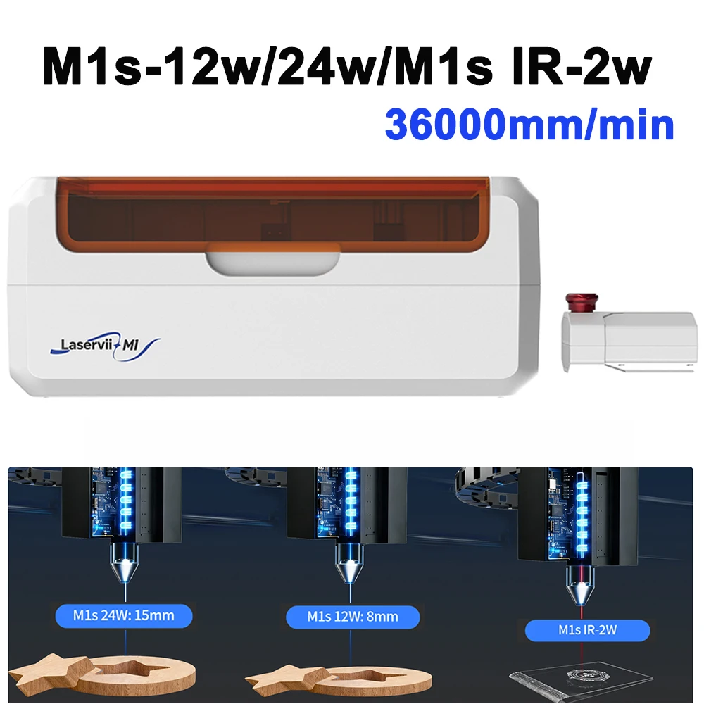 Infrared Laser M1s IR-2W Enclosed Laser Engraving Machine Blue light M1s-12W M1s-24W Laser Engraver 36000mm/min Support Wi-Fi
Infrared Laser M1s IR-2W Enclosed Laser Engraving Machine Blue light M1s-12W M1s-24W Laser Engraver 36000mm/min Support Wi-Fi