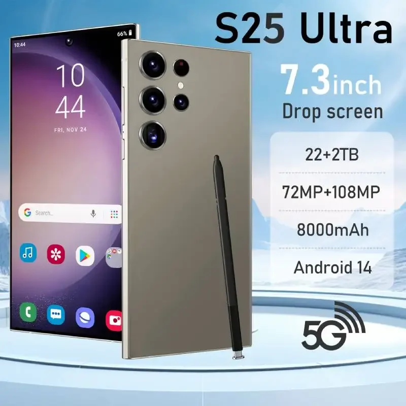 HOT 2025 New S25 Ultra Original Intelligent 5G Dual Card Dual Standby 108MP 8000mAh Battery Android 14 System Global Version
HOT 2025 New S25 Ultra Original Intelligent 5G Dual Card Dual Standby 108MP 8000mAh Battery Android 14 System Global Version