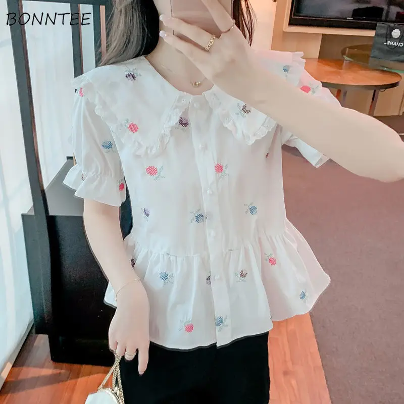Shirts Women Floral Peter Pan Collar Thin Summer Design Kawaii Retro Elegant Casual Sweet Рубашки Prevalent Harajuku Ulzzang Ins
Shirts Women Floral Peter Pan Collar Thin Summer Design Kawaii Retro Elegant Casual Sweet Рубашки Prevalent Harajuku Ulzzang Ins