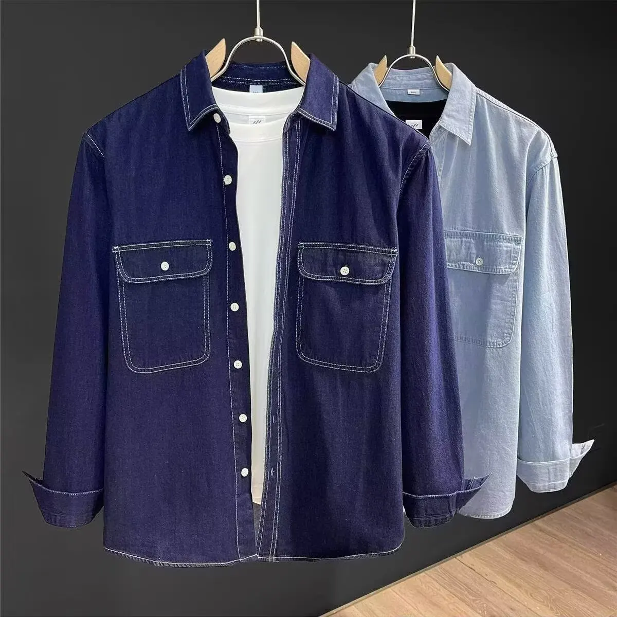 Loose Fit Men's Denim Shirt Autumn Winter Large Size 250 Pounds American Straight Stitch Original Color with Multiple Pockets
Loose Fit Men's Denim Shirt Autumn Winter Large Size 250 Pounds American Straight Stitch Original Color with Multiple Pockets
