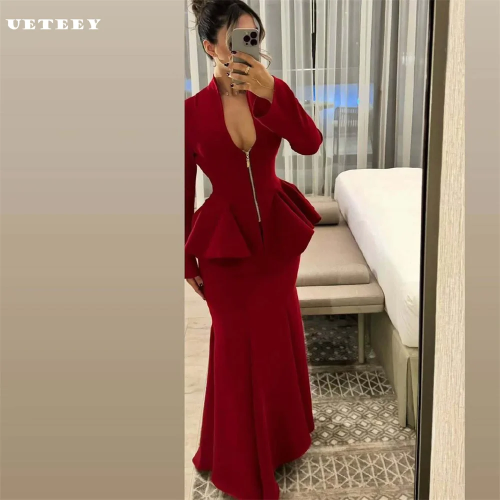 UETEEY Customized Sexy Long sleeves Crepe Deep V Neck Mermaid Prom Dress 2 Pieces Ruched Party Dress Floor Length Evening Gown
UETEEY Customized Sexy Long sleeves Crepe Deep V Neck Mermaid Prom Dress 2 Pieces Ruched Party Dress Floor Length Evening Gown