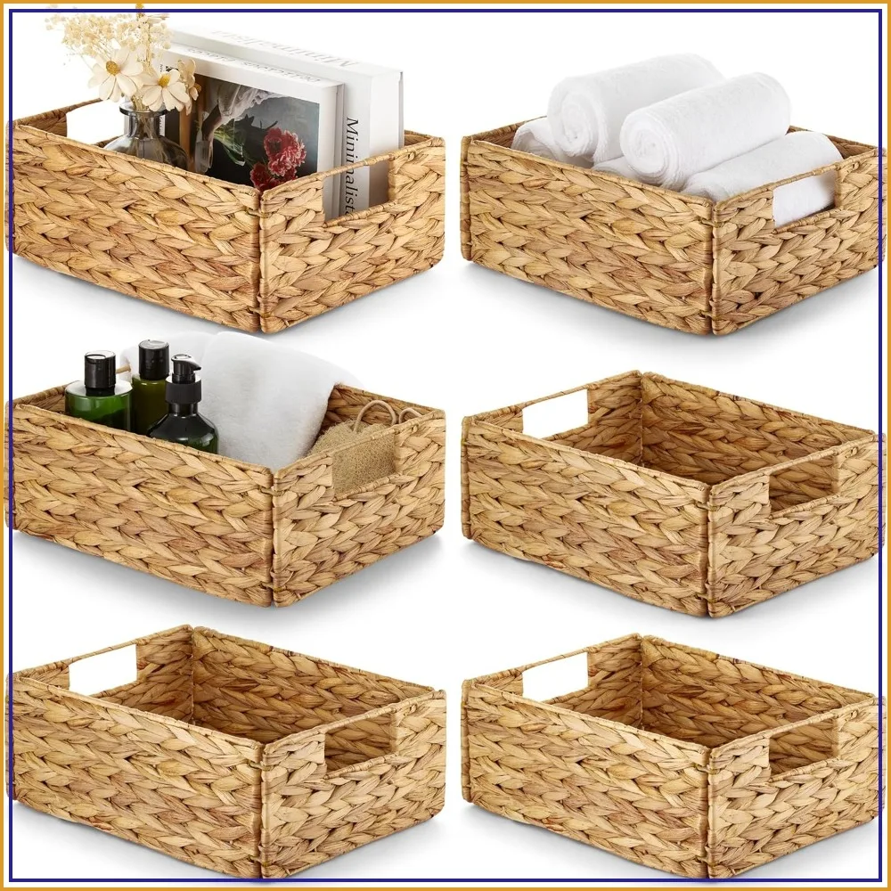 Set of 6 Water Hyacinth Storage Baskets with Handles - Woven Rattan Organizer for Laundry & Shelves
Set of 6 Water Hyacinth Storage Baskets with Handles - Woven Rattan Organizer for Laundry & Shelves
