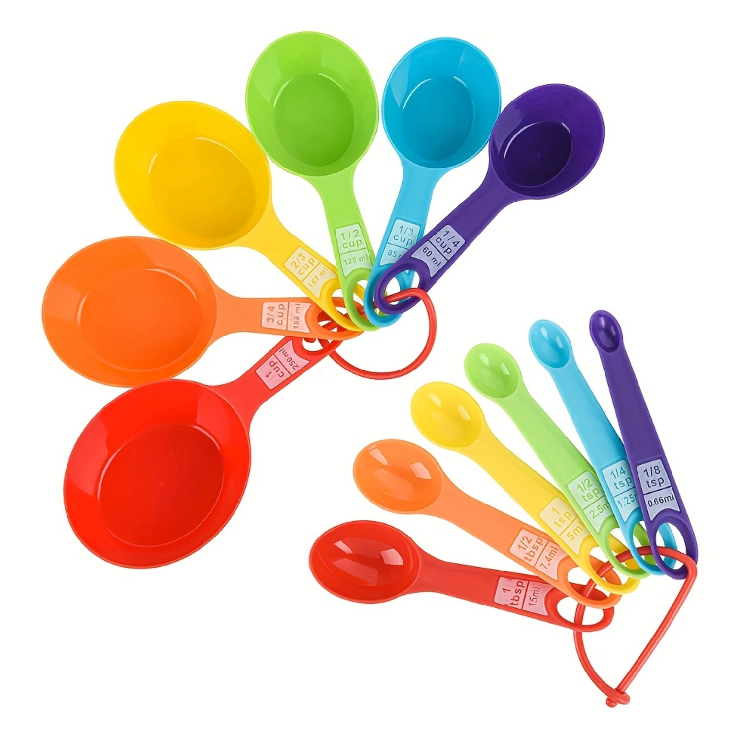 12-Piece Measuring Cups and Spoons Set - Accurate, Vibrant, Durable, and Space-Saving Kitchen for Cooking and Baking - Random C
12-Piece Measuring Cups and Spoons Set - Accurate, Vibrant, Durable, and Space-Saving Kitchen for Cooking and Baking - Random C
