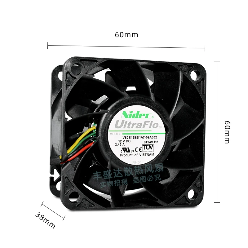 Nidec V60E12BS1A7-09A032 DC 12 В 2,45 А 60x60x38 мм 4-проводной охлаждающий вентилятор для сервера
Nidec V60E12BS1A7-09A032 DC 12 В 2,45 А 60x60x38 мм 4-проводной охлаждающий вентилятор для сервера