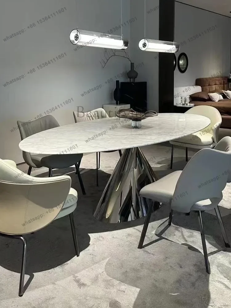 12Italian light luxury fine white marble dining table household modern simple oval
12Italian light luxury fine white marble dining table household modern simple oval