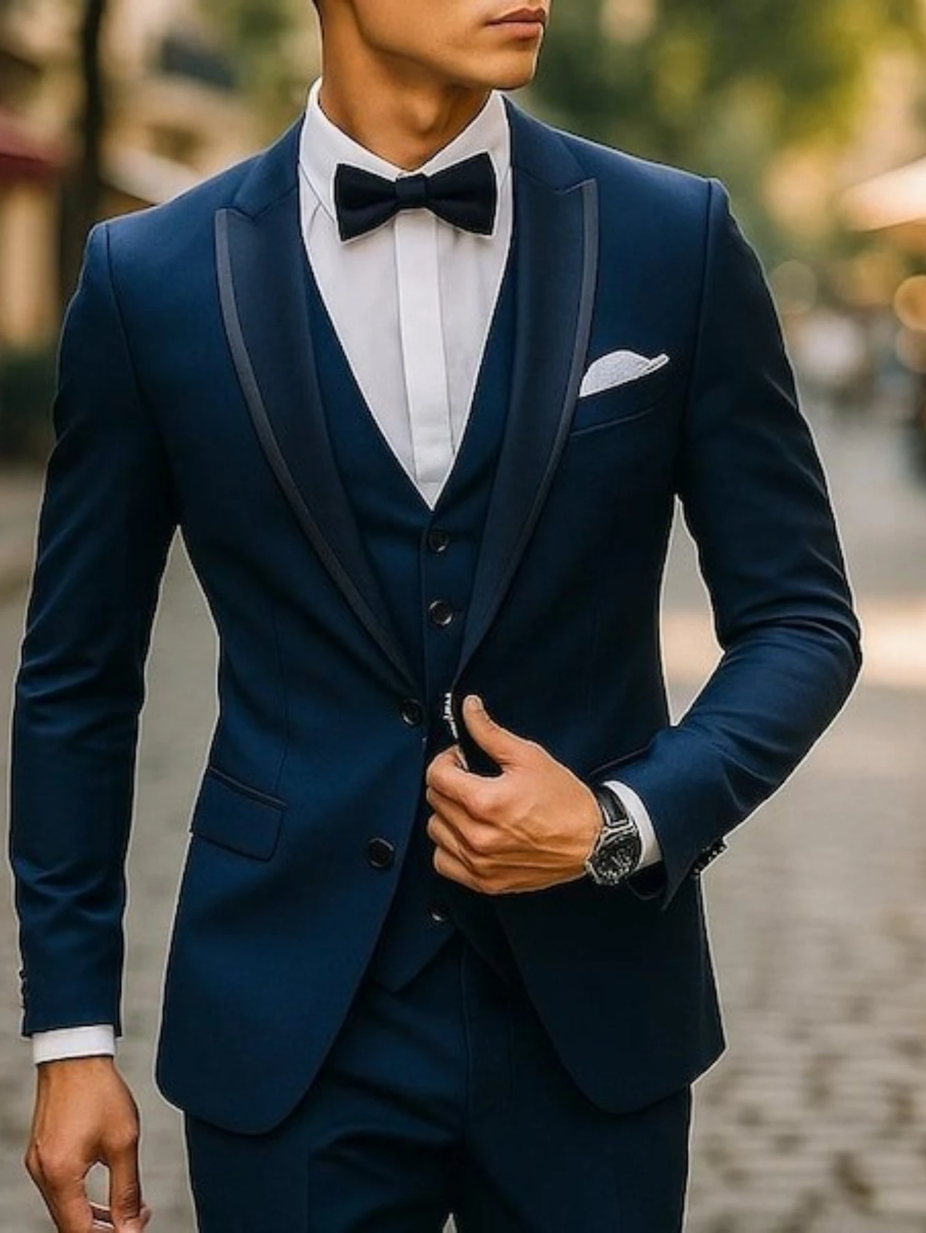 Custom Made Navy Blue 3-Piece Suit Slim Fit Wedding
Custom Made Navy Blue 3-Piece Suit Slim Fit Wedding
