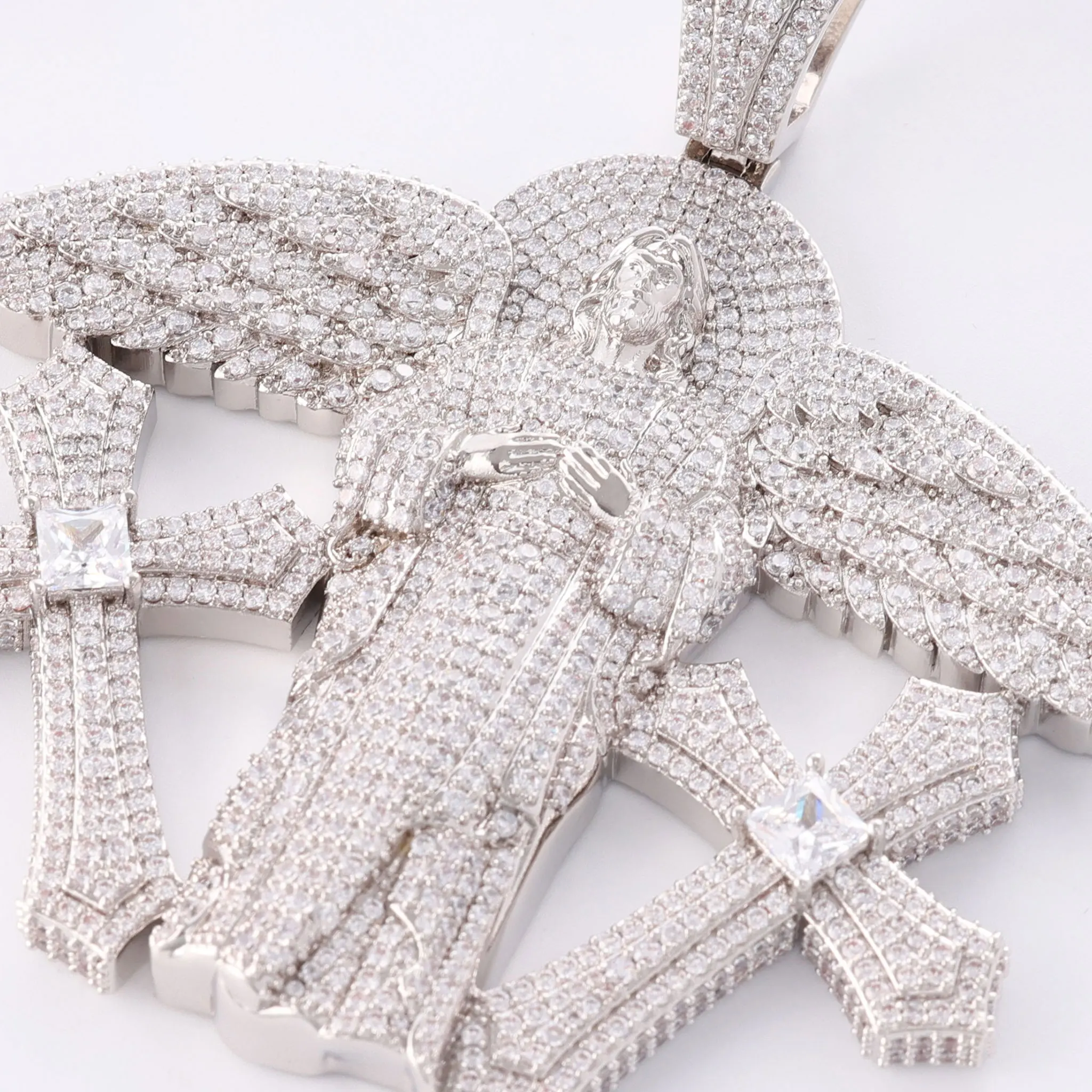 New Hip Hop Jewelry Sacred Heart Jesus Pendant Double Cross Angel Wings Sparkling Necklace Pendant Special Commemorative Gift
New Hip Hop Jewelry Sacred Heart Jesus Pendant Double Cross Angel Wings Sparkling Necklace Pendant Special Commemorative Gift