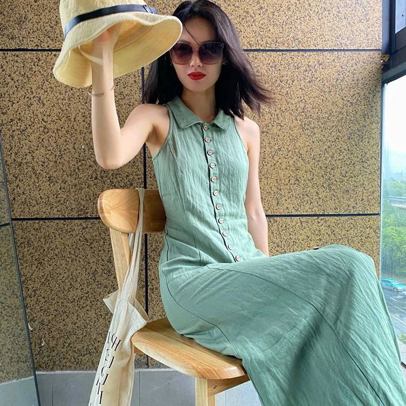 Korean Fashion Sleeveless Long Dress For Women Casual Harajuku Shirt Dress Summer Midi Dress
Korean Fashion Sleeveless Long Dress For Women Casual Harajuku Shirt Dress Summer Midi Dress