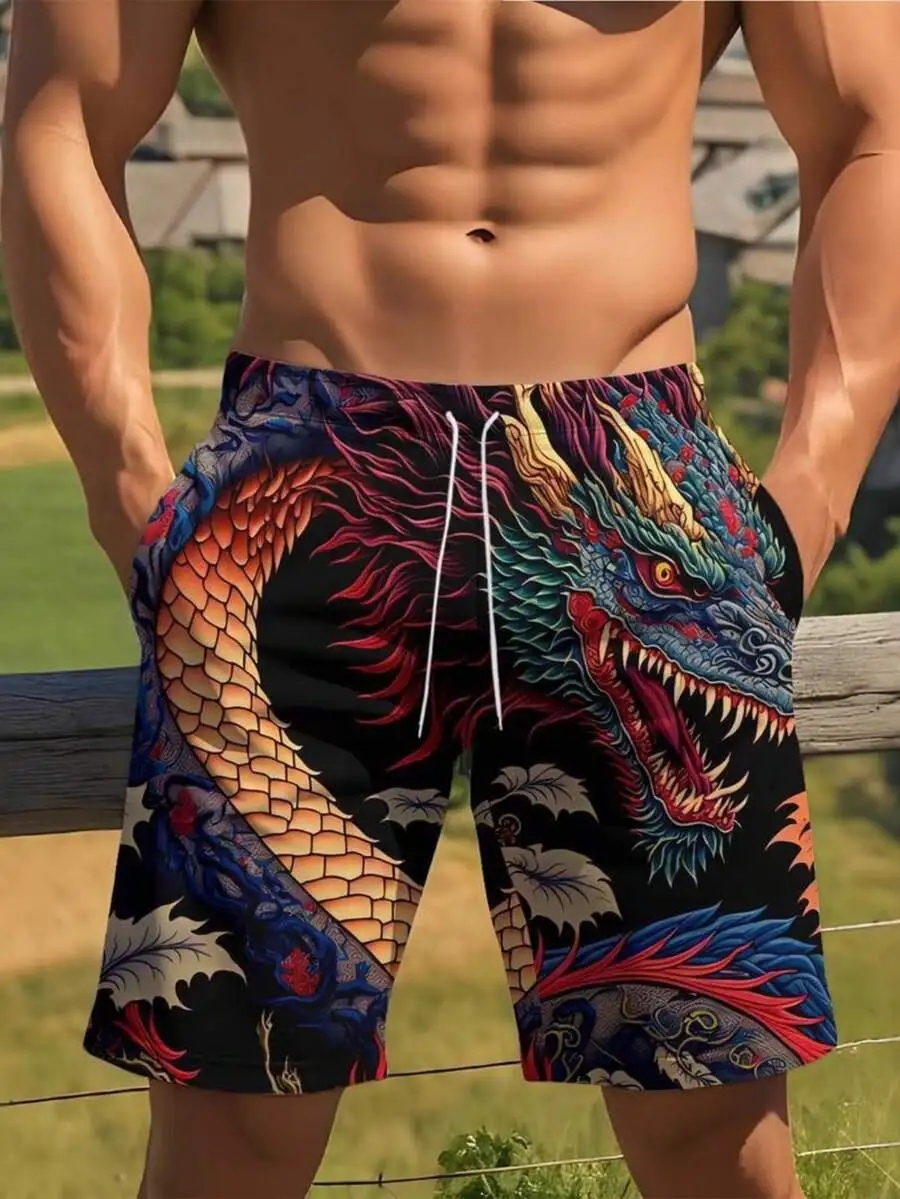 Mens Oriental Dragon Print Drawstring Waist Knee Length Quick Dry Swim Trunks Beach Shorts
Mens Oriental Dragon Print Drawstring Waist Knee Length Quick Dry Swim Trunks Beach Shorts