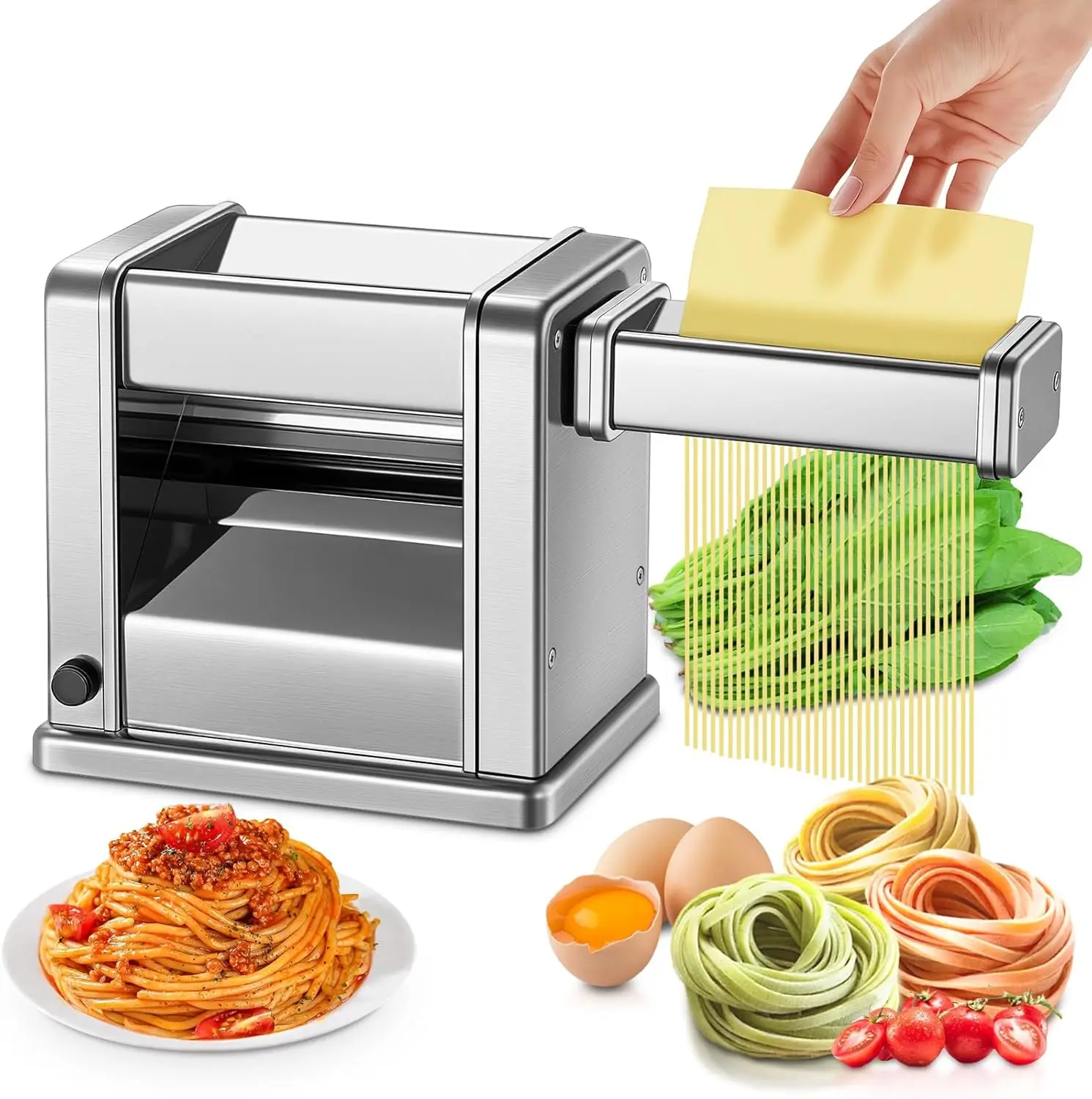 Electric Pasta Maker with Adjustable Thickness, 7-Level Customization for Spaghetti, Fettuccine, Lasagna & Dumpling Skins
Electric Pasta Maker with Adjustable Thickness, 7-Level Customization for Spaghetti, Fettuccine, Lasagna & Dumpling Skins