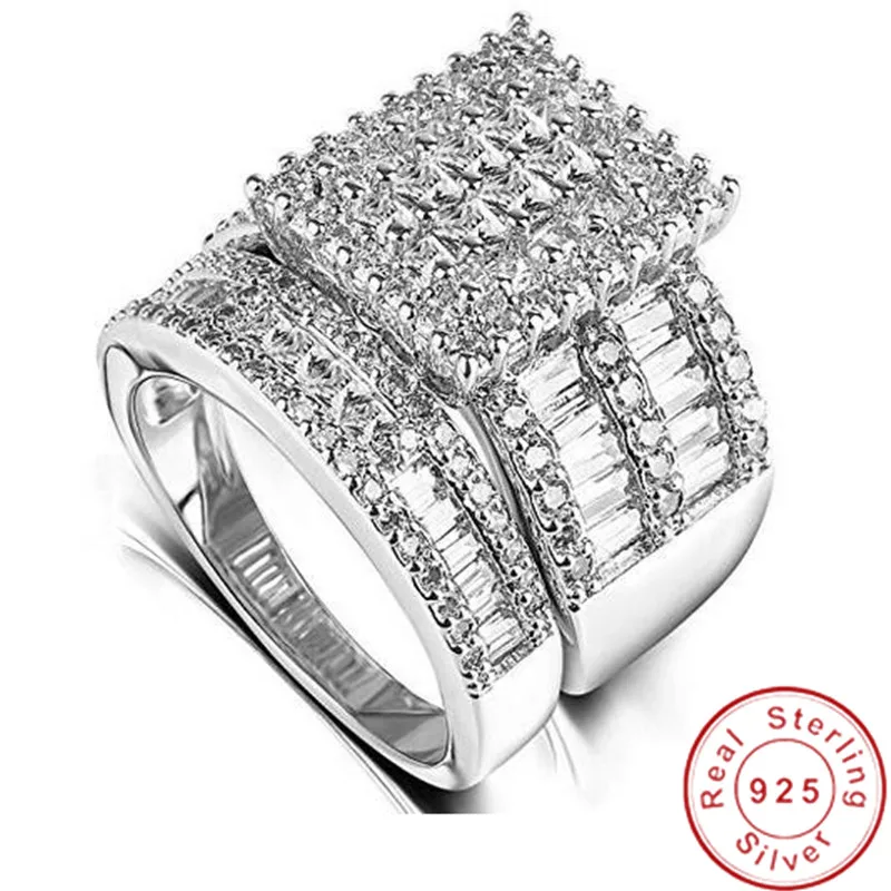Luxury Princess Cut Lab Diamond Ring Sets 925 Sterling Silver Engagement Wedding Band Rings for Women Party Jewelry Gift
Luxury Princess Cut Lab Diamond Ring Sets 925 Sterling Silver Engagement Wedding Band Rings for Women Party Jewelry Gift