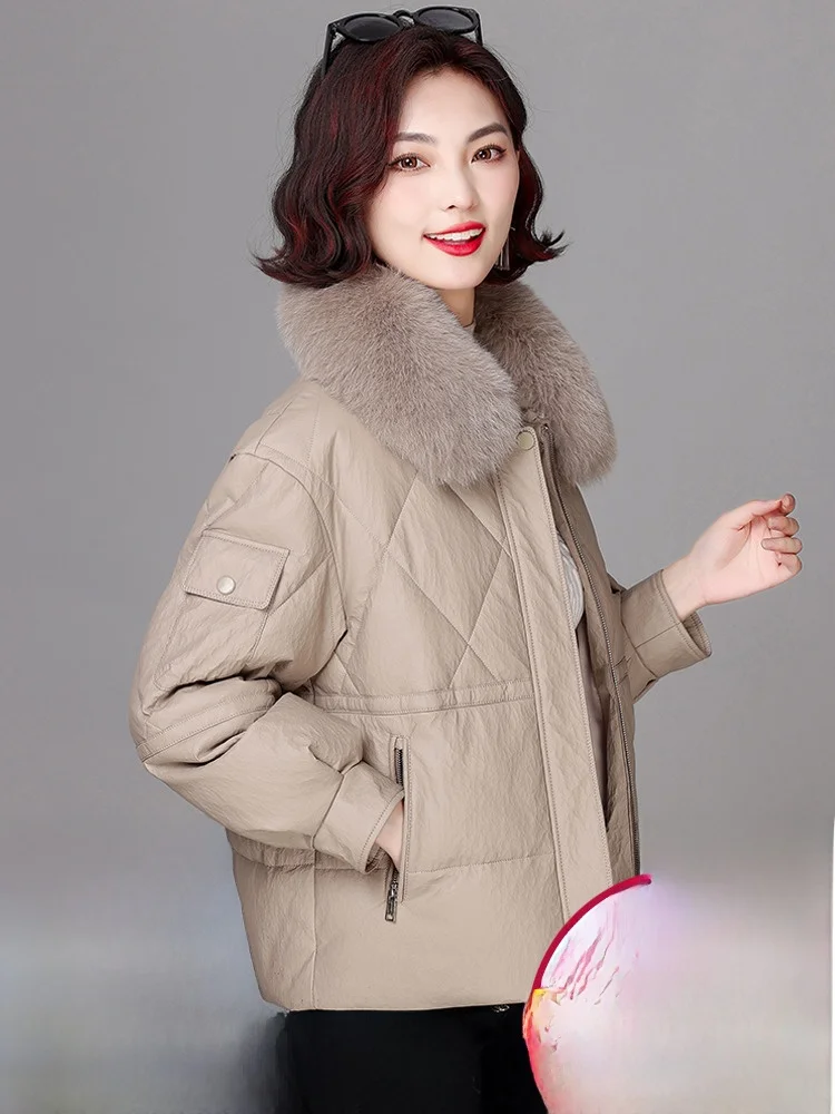 Кожаная куртка-пуховик из натуральной овчины для женщин, свободного кроя, с мехом, в корейском стиле, зимнее пальто прямого кроя на молнии
Кожаная куртка-пуховик из натуральной овчины для женщин, свободного кроя, с мехом, в корейском стиле, зимнее пальто прямого кроя на молнии