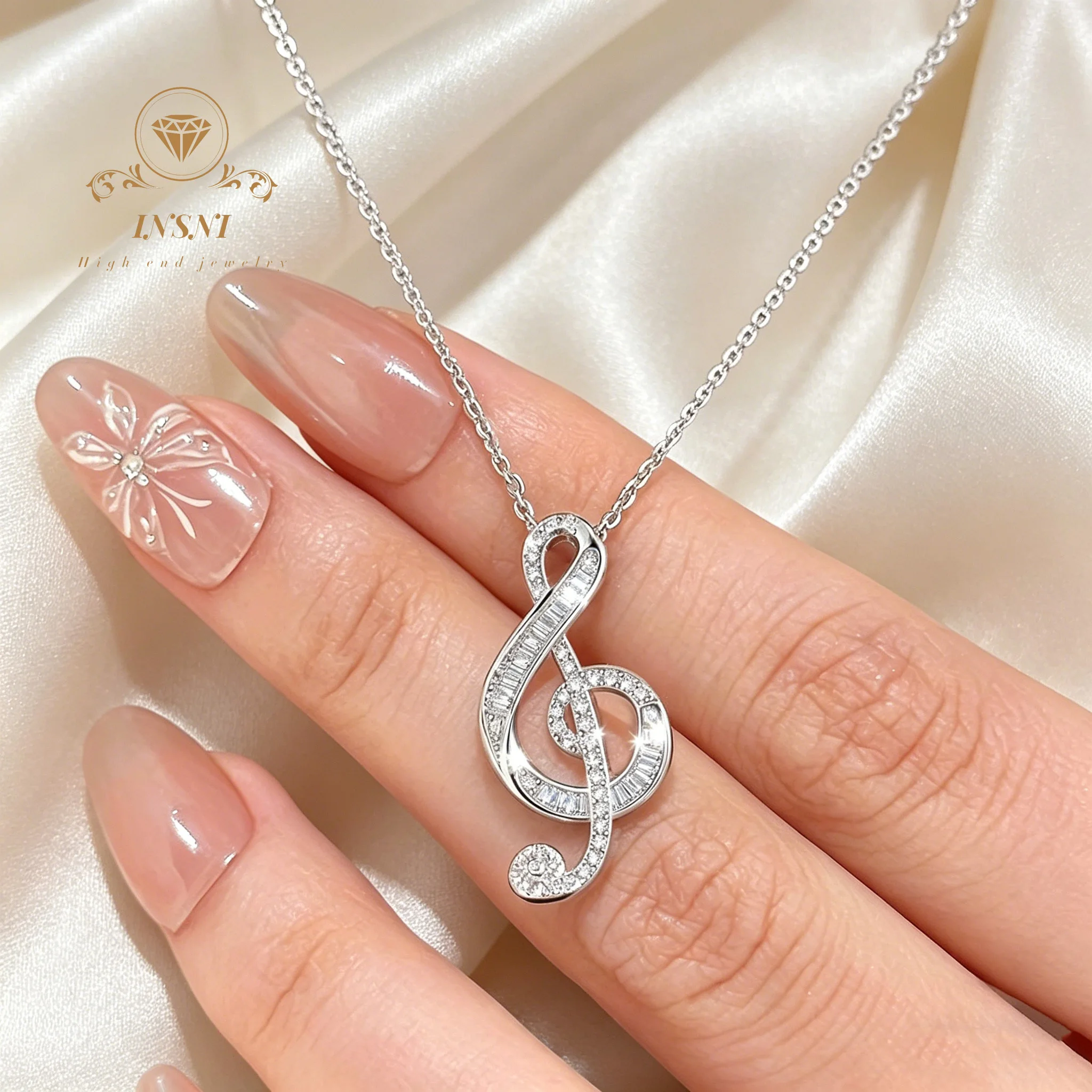 S925 silver Minimalist Treble Clef Necklace, Sparkling Cubic Zirconia Music Note Pendant Affordable Light Luxury Gift jewelry
S925 silver Minimalist Treble Clef Necklace, Sparkling Cubic Zirconia Music Note Pendant Affordable Light Luxury Gift jewelry