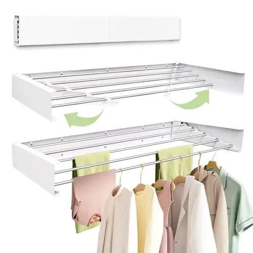 31.5 Inch Wall-Mounted Collapsible Drying Rack With 5 Sturdy Rods, Space-Efficient Foldable Laundry Organizer For Balcony And
31.5 Inch Wall-Mounted Collapsible Drying Rack With 5 Sturdy Rods, Space-Efficient Foldable Laundry Organizer For Balcony And