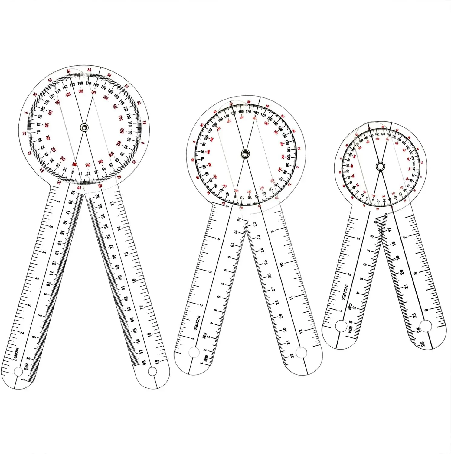 Plastic Goniometer Set 3 Pack 6/8/12 Inch 360 Degree Clear Angle Ruler for Physical Therapy
Plastic Goniometer Set 3 Pack 6/8/12 Inch 360 Degree Clear Angle Ruler for Physical Therapy