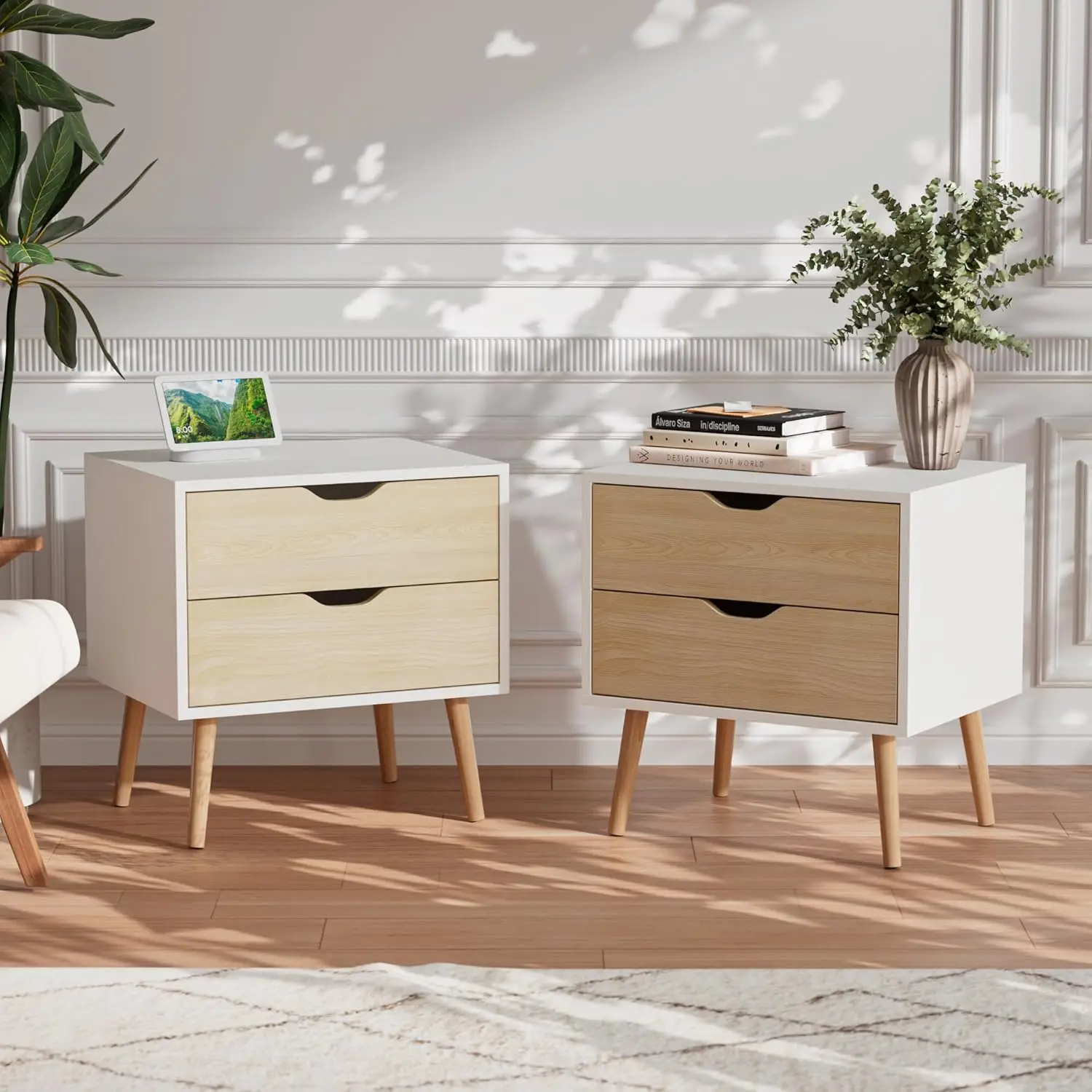 2-Drawer End Table Set Solid Wood Legs Bedroom Living Room Customized
2-Drawer End Table Set Solid Wood Legs Bedroom Living Room Customized