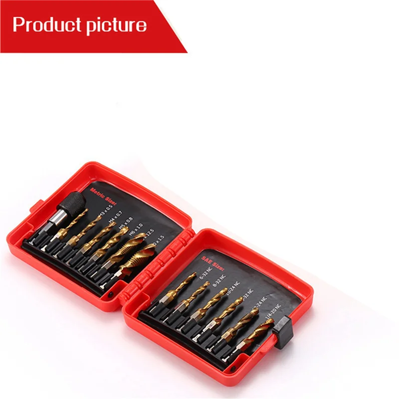 YWDZ-Titanium Combination Drill Tap Bit Set 26PCS SAE And Metric Tap Bits Kit For Screw Thread Drilling Tapping Deburring
YWDZ-Titanium Combination Drill Tap Bit Set 26PCS SAE And Metric Tap Bits Kit For Screw Thread Drilling Tapping Deburring