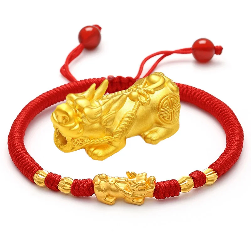High quality AU750 18k gold men's and women's handmade woven red rope Pixiu lucky bracelet Valentine's Day birthday jewelry gift
High quality AU750 18k gold men's and women's handmade woven red rope Pixiu lucky bracelet Valentine's Day birthday jewelry gift