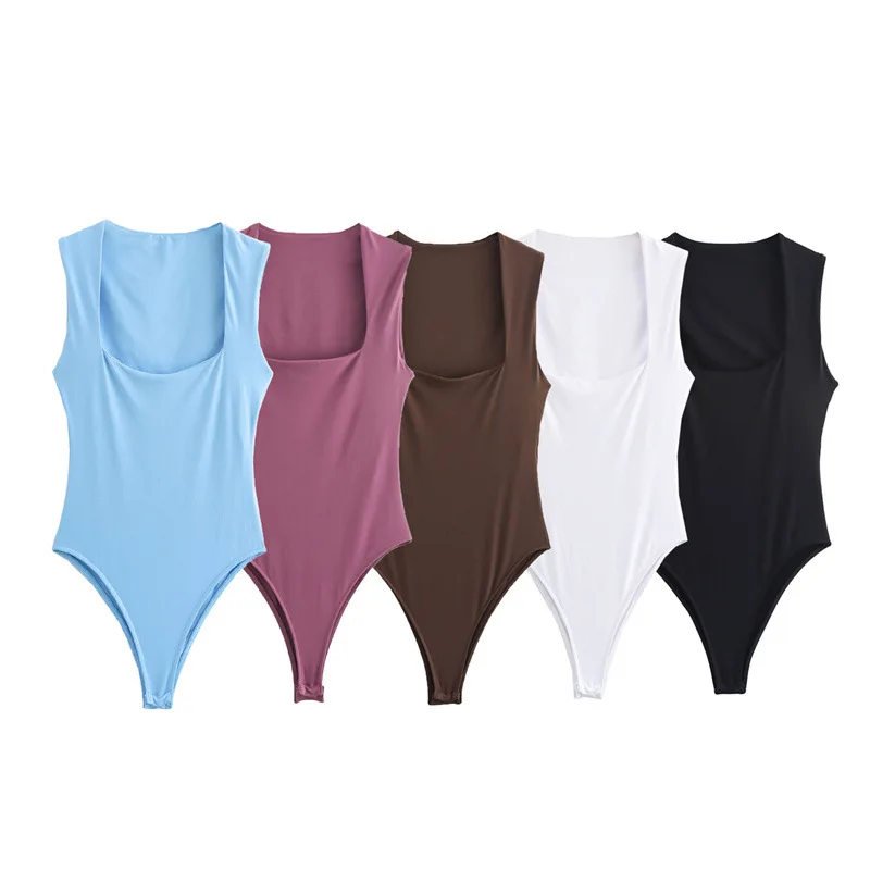 Ladies spring and autumn new fashion elastic knitted slim fit chic square neck slim sleeveless tights female jumpsuit
Ladies spring and autumn new fashion elastic knitted slim fit chic square neck slim sleeveless tights female jumpsuit