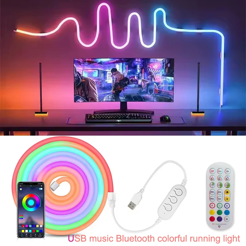5V RGB Neon Strip Light 1M 2M 3M 5M USB Waterproof Flexible Ribbon Tape Neon Lights With Bluetooth Remote Control For Home Decor
5V RGB Neon Strip Light 1M 2M 3M 5M USB Waterproof Flexible Ribbon Tape Neon Lights With Bluetooth Remote Control For Home Decor