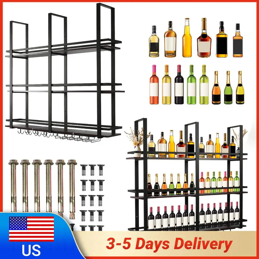 3 Tier Wall Mounted Bar Shelves Metal Hanging Bar Liquor Shelves with Glass Holder for Kitchen Home Dining Room Living Room
3 Tier Wall Mounted Bar Shelves Metal Hanging Bar Liquor Shelves with Glass Holder for Kitchen Home Dining Room Living Room
