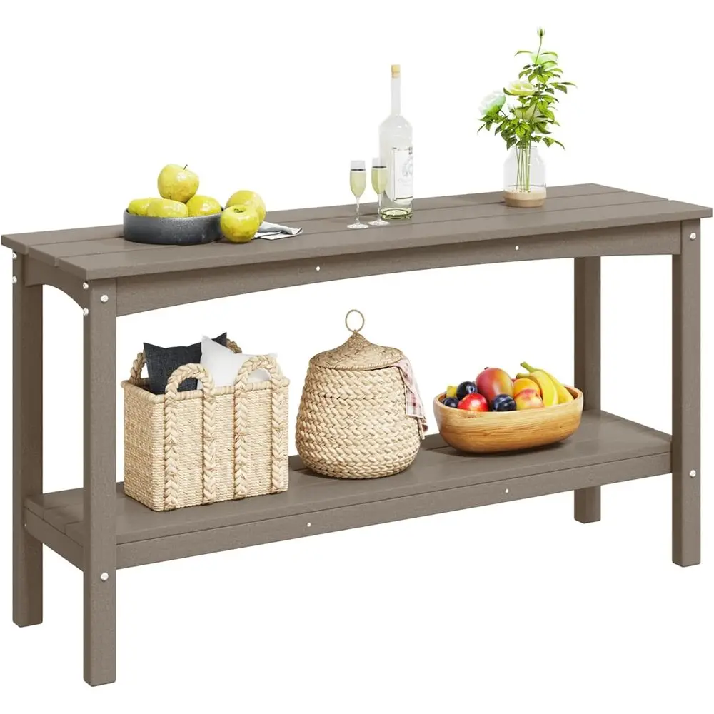 Outdoor 55 Multifunctional Weathered Wood Storage Cabinet with Shelving and Patio Table
Outdoor 55 Multifunctional Weathered Wood Storage Cabinet with Shelving and Patio Table
