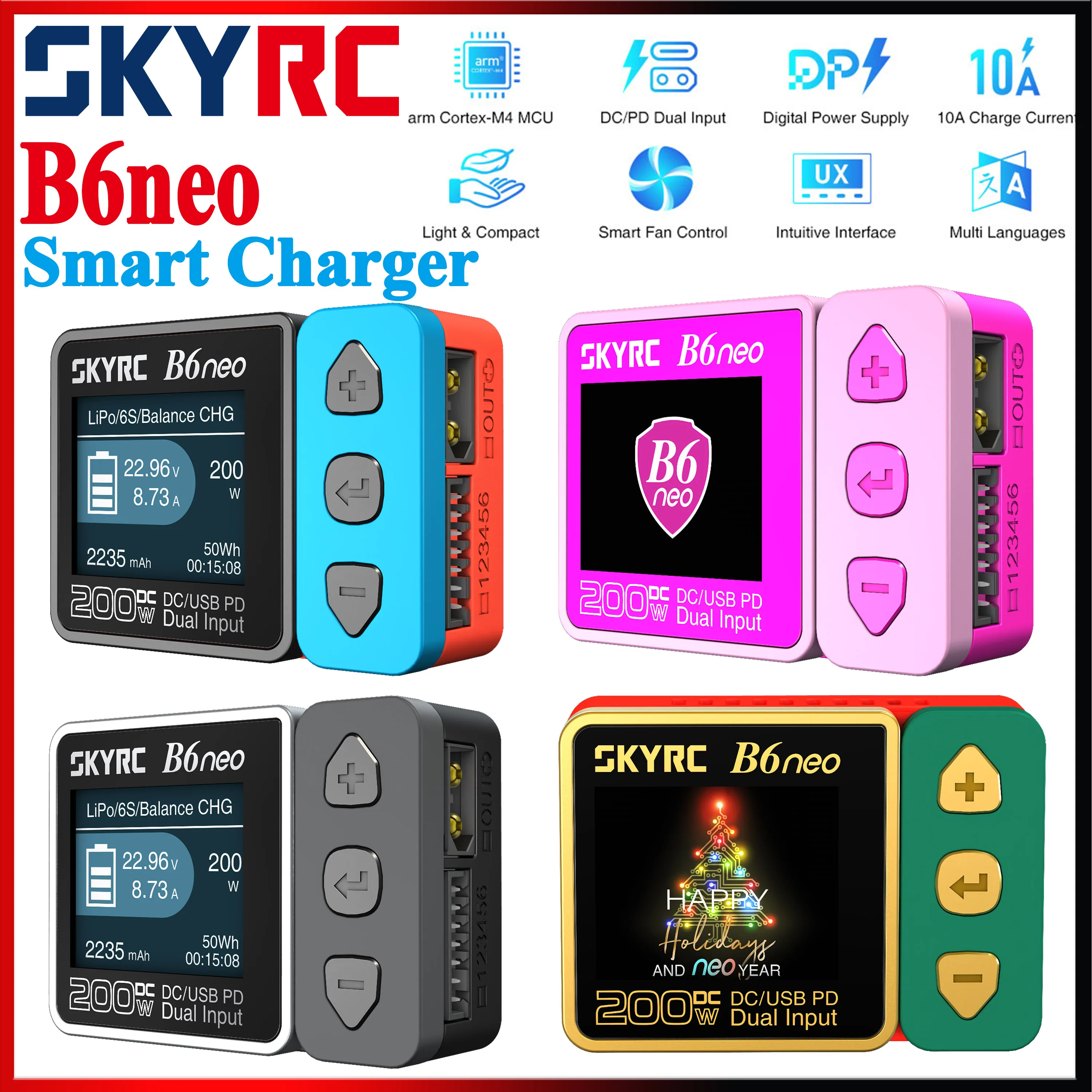 SKYRC B6neo Smart Charger DC 200W PD 80W Lipo Battery Balance Charger Discharger для RC Car Plane FPV Drone Boat Robot SK- 100198
SKYRC B6neo Smart Charger DC 200W PD 80W Lipo Battery Balance Charger Discharger для RC Car Plane FPV Drone Boat Robot SK- 100198