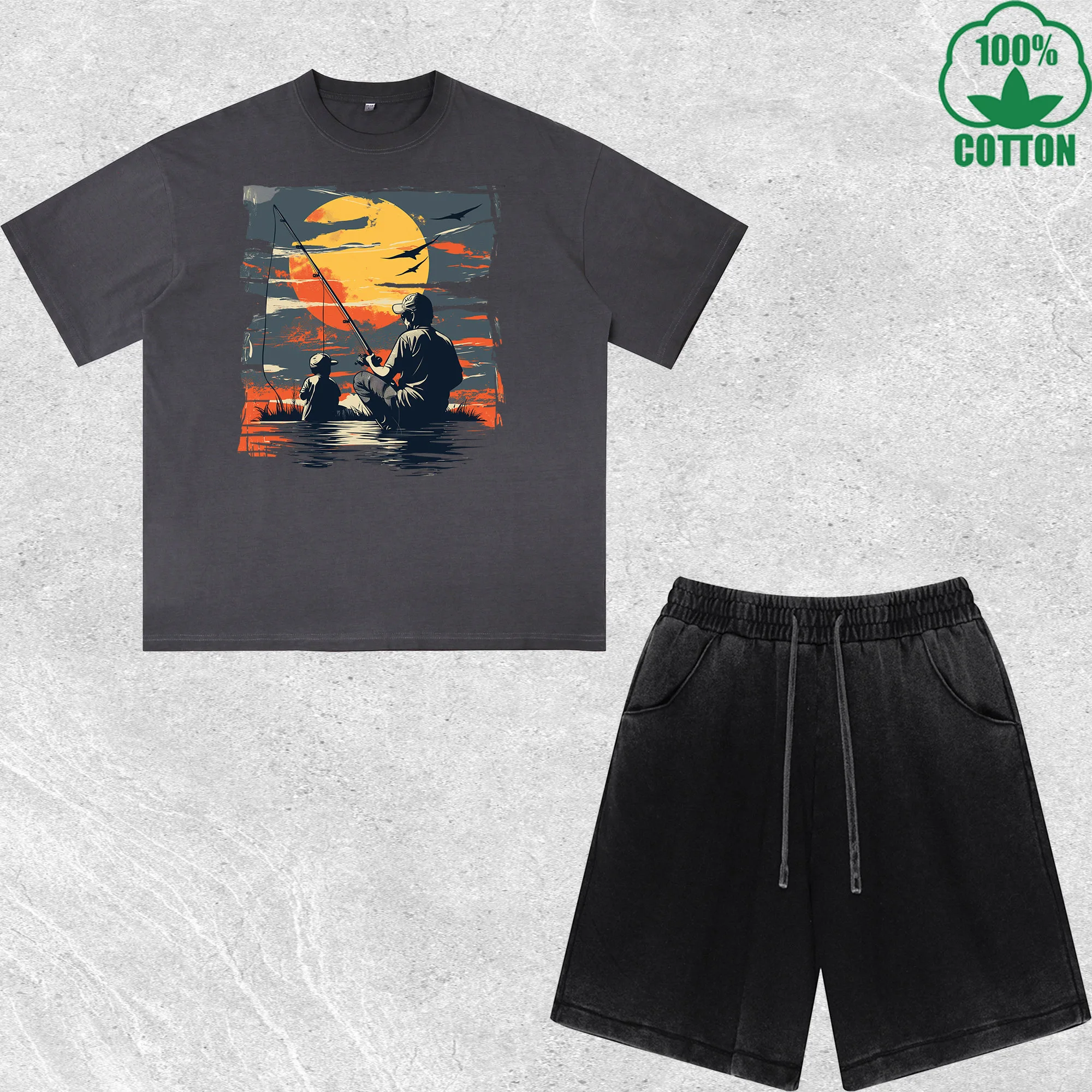I Wished A Fising Partner Printed Dirty Wash T-Shirt Shorts Set Combo Loose Trendy Fashionable 100%Cotton Black Suit
I Wished A Fising Partner Printed Dirty Wash T-Shirt Shorts Set Combo Loose Trendy Fashionable 100%Cotton Black Suit