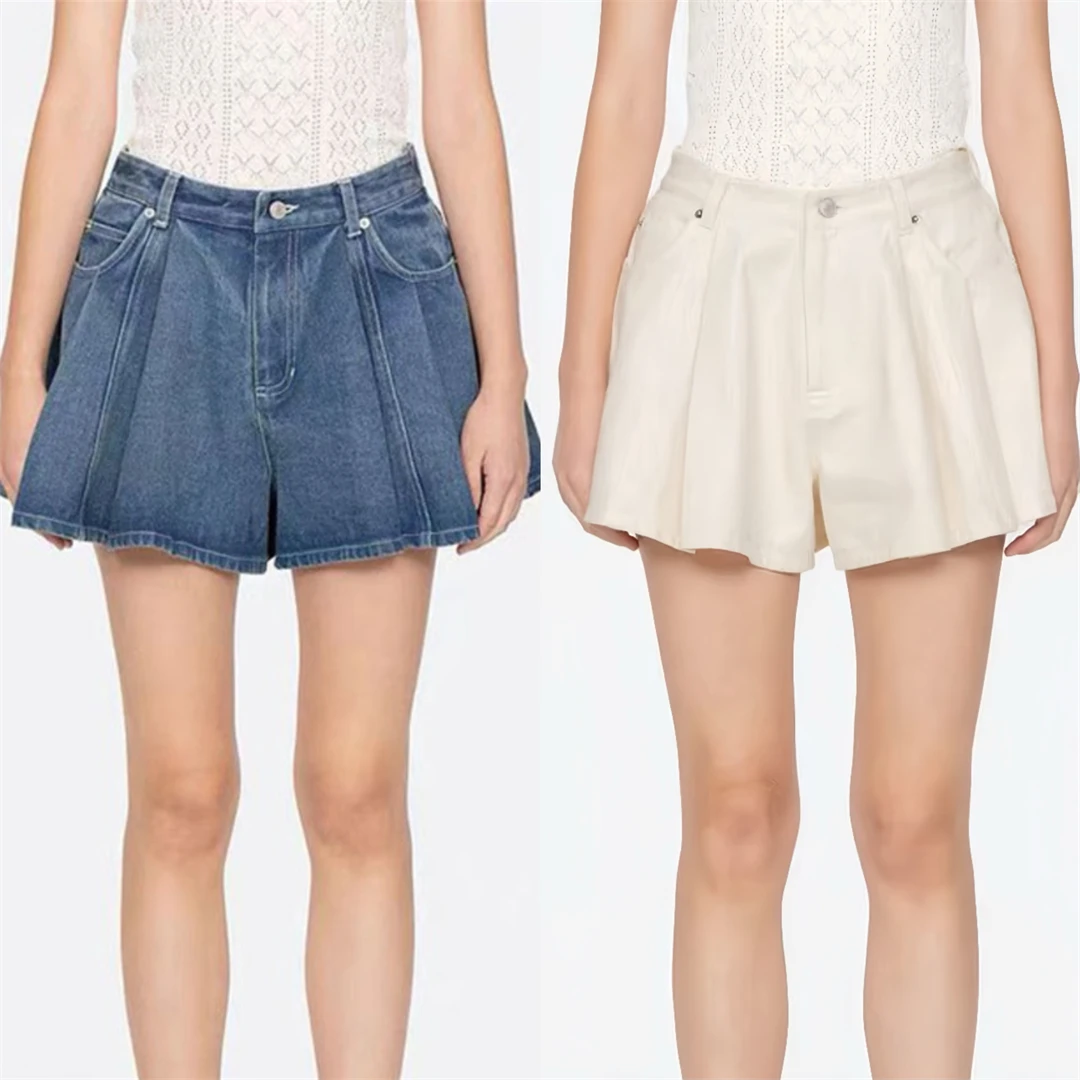Sweet Girl Style New York Se Denim Skirt Pants Pleated Short Pants Cotton Breathable Comfortable A-Line Skirt for Ladies
Sweet Girl Style New York Se Denim Skirt Pants Pleated Short Pants Cotton Breathable Comfortable A-Line Skirt for Ladies