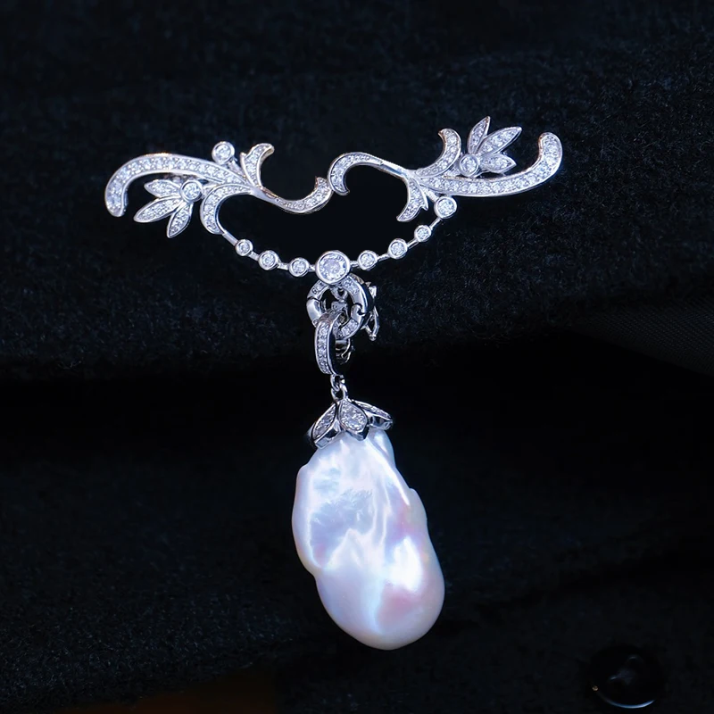 Natural Baroque Freshwater Pearl Brooch Pendant, Multi-Way Convertible Design, Artistic Statement Jewelry
Natural Baroque Freshwater Pearl Brooch Pendant, Multi-Way Convertible Design, Artistic Statement Jewelry