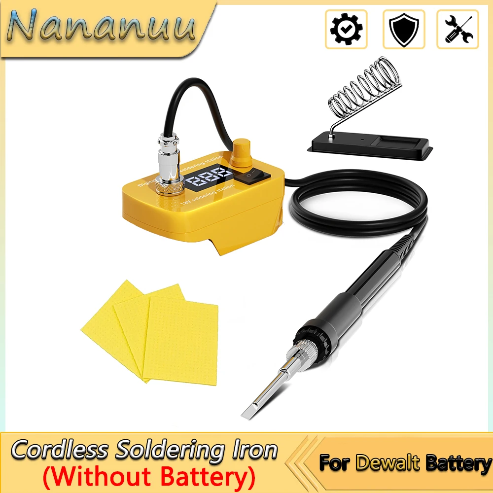 Nananuu Cordless Soldering Iron For Dewalt Li-ion Battery Digital Display Quick Heating 60W PCB Soldering Welding Power Tool
Nananuu Cordless Soldering Iron For Dewalt Li-ion Battery Digital Display Quick Heating 60W PCB Soldering Welding Power Tool