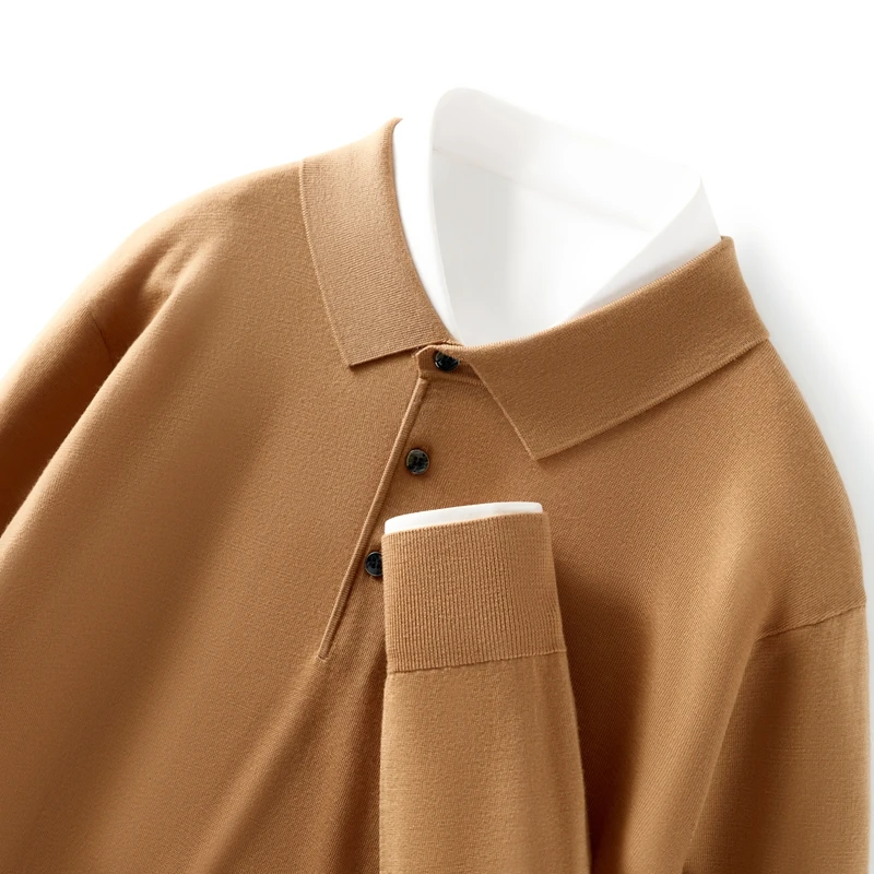Spring and Summer New 100% Fine Wool Men'S Sweater Business POLO Knit Thin Loose Fit Turn-Down Collar Long Sleeve Knitwear
Spring and Summer New 100% Fine Wool Men'S Sweater Business POLO Knit Thin Loose Fit Turn-Down Collar Long Sleeve Knitwear