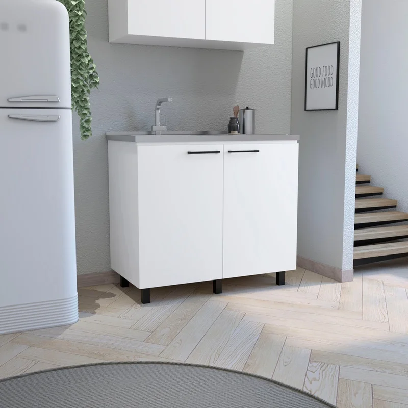 White Stainless Steel Utility Sink with Cabinet and Interior Shelf
White Stainless Steel Utility Sink with Cabinet and Interior Shelf