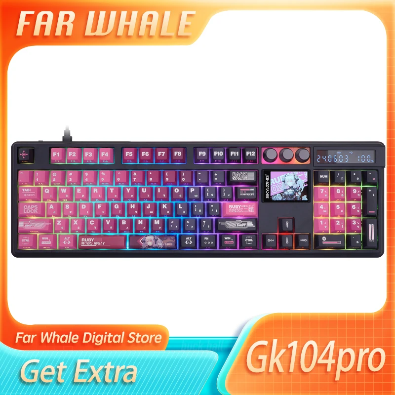 Клавиатура Skyloong Gk104pro с пользовательским экраном, калькулятор, три режима, горячая замена, 8k ручка, механическая клавиатура для офиса, компьютерные подарки
Клавиатура Skyloong Gk104pro с пользовательским экраном, калькулятор, три режима, горячая замена, 8k ручка, механическая клавиатура для офиса, компьютерные подарки