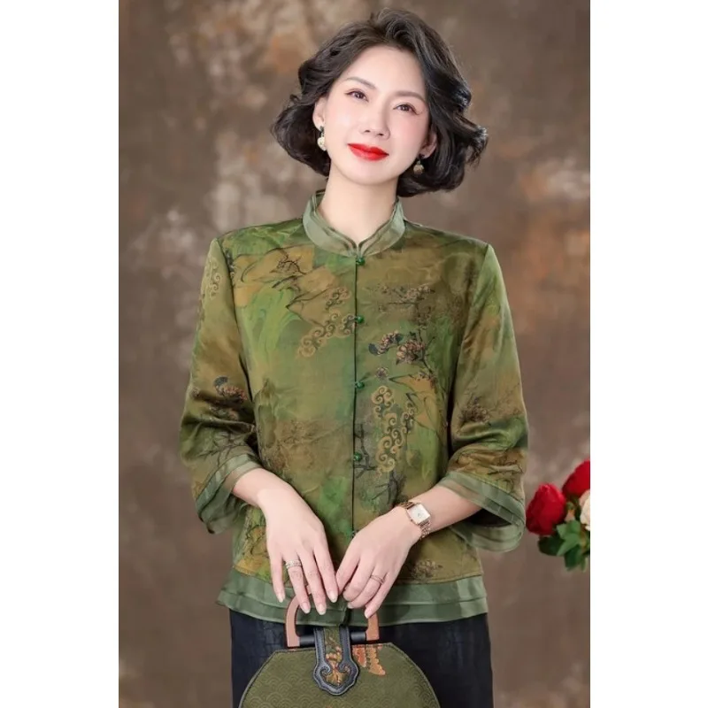 Women's Chinese Style Xiangyunsha Blouse Floral Print 3/4 Sleeve Top
Women's Chinese Style Xiangyunsha Blouse Floral Print 3/4 Sleeve Top