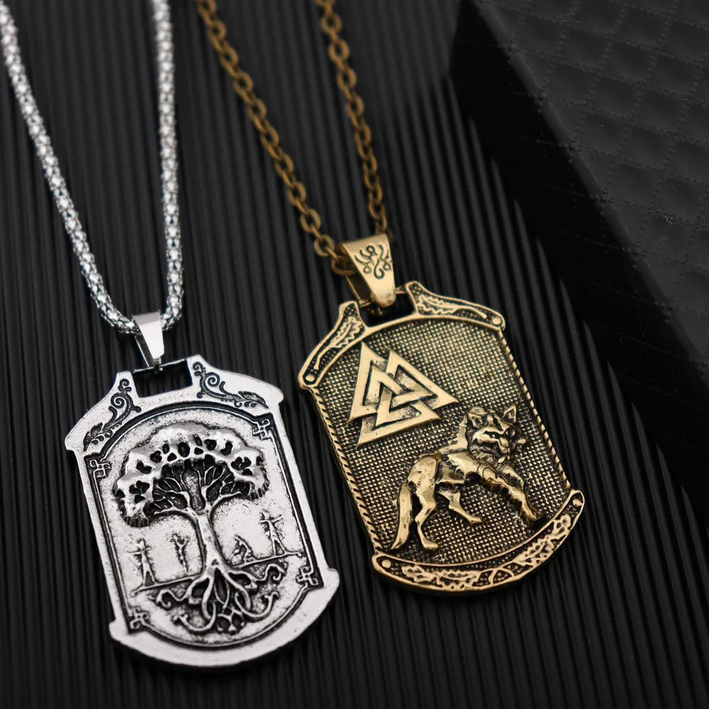 Vintage Viking Celtic Wolf Oding Logo Square Pendant Necklace Men's Nordic Mythological World Tree Animal Totems Talisman Chains
Vintage Viking Celtic Wolf Oding Logo Square Pendant Necklace Men's Nordic Mythological World Tree Animal Totems Talisman Chains