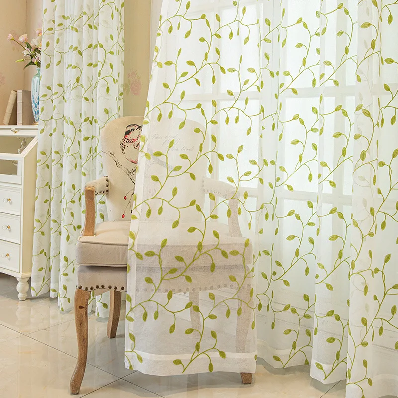 1PC Green Leaf Embroidery Sheer Curtain For Kitchen Balcony Linen Voile Window Rustic Partition Door Drape Custom New
1PC Green Leaf Embroidery Sheer Curtain For Kitchen Balcony Linen Voile Window Rustic Partition Door Drape Custom New
