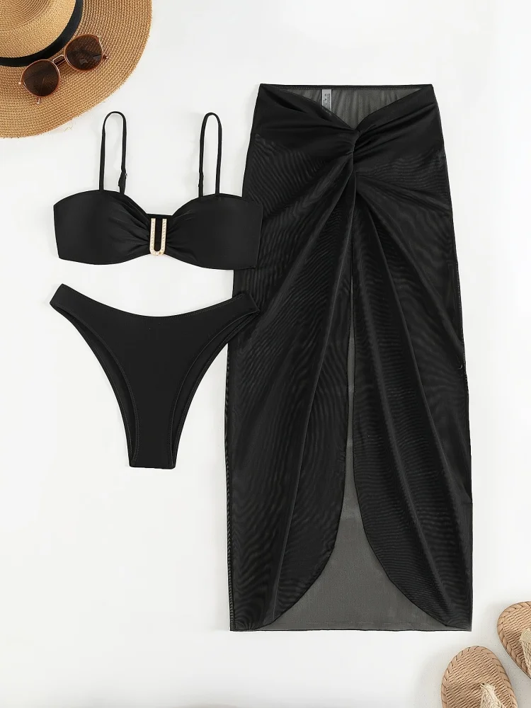 Bikini Women Swimsuit 2025 New Black Sling Bikinis Set Sexy Thong Swimwear Summer Garnish Skirt Beach Wear Bathing Suit Female 
Bikini Women Swimsuit 2025 New Black Sling Bikinis Set Sexy Thong Swimwear Summer Garnish Skirt Beach Wear Bathing Suit Female