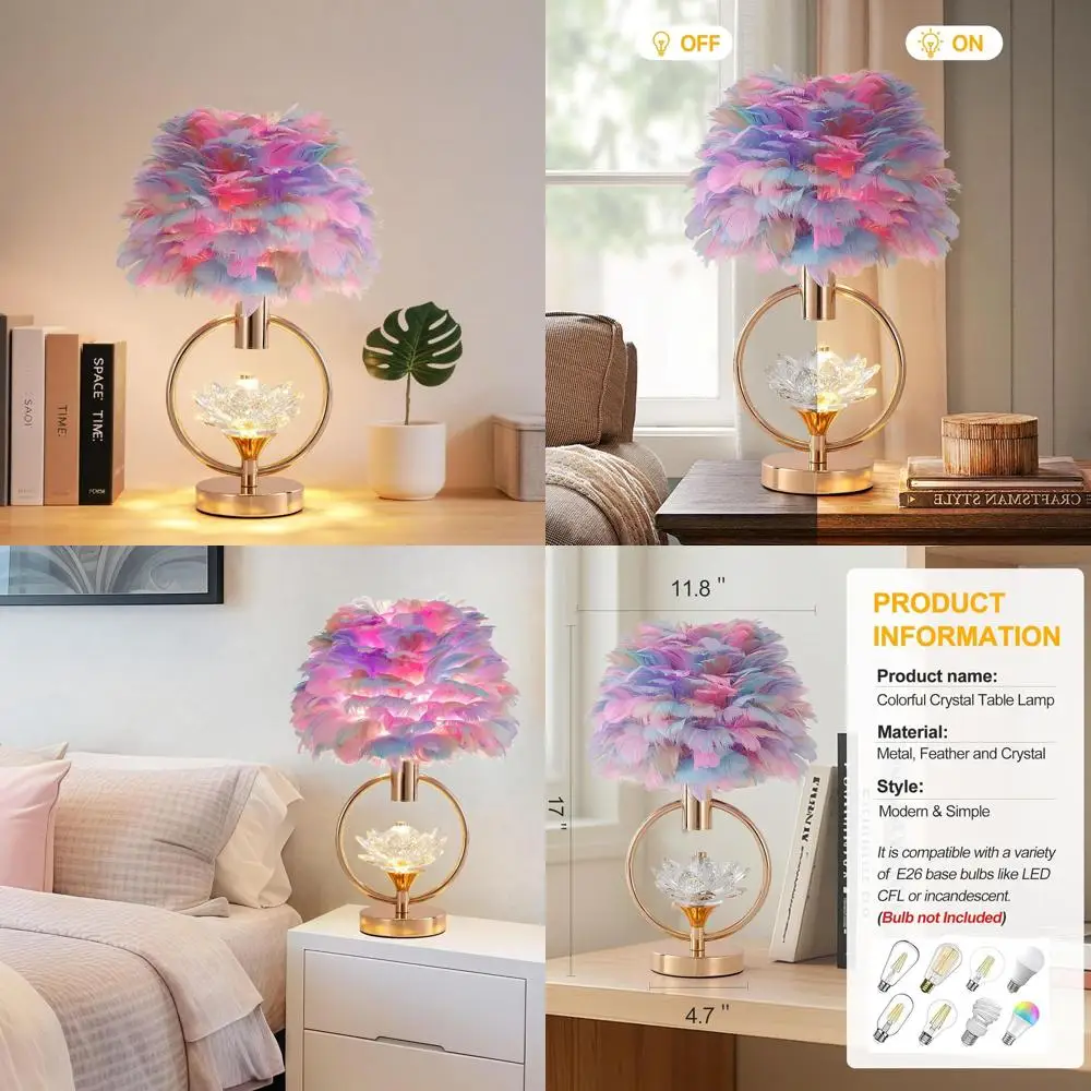 17 Unique Fluffy Feather Table Lamp - Crystal, Bedside, Nordic Style, Ideal for Girl's Room, Wedding, Christmas Gifts, Living Ro
17 Unique Fluffy Feather Table Lamp - Crystal, Bedside, Nordic Style, Ideal for Girl's Room, Wedding, Christmas Gifts, Living Ro