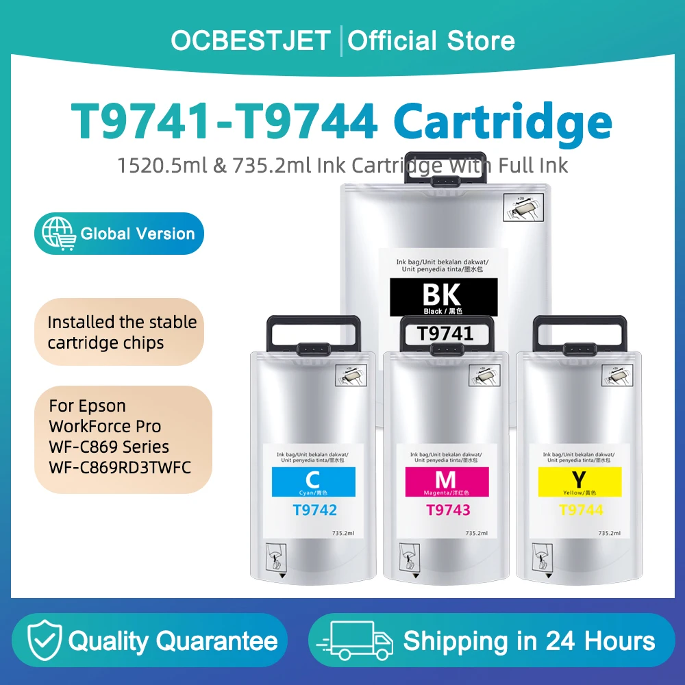 T974 T9741 T9742 T9743 T9744 Replacement Ink Pack For Epson WF-C869 WF-C869R WF-C869RDTWFC WF-C869RDTWF Ink Cartridge
T974 T9741 T9742 T9743 T9744 Replacement Ink Pack For Epson WF-C869 WF-C869R WF-C869RDTWFC WF-C869RDTWF Ink Cartridge