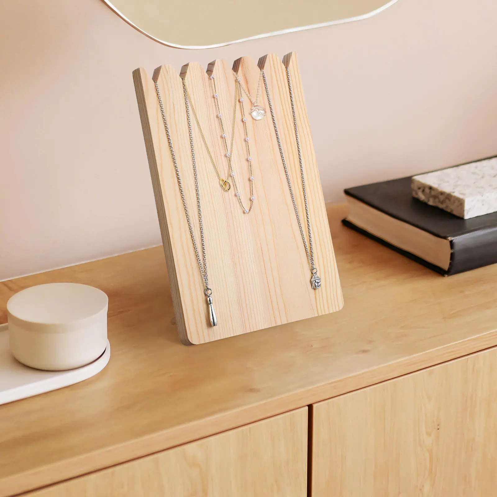 Деревянная подставка для украшений: натуральный органайзер для ювелирных изделий, компактный дизайн, устойчивая деревянная подставка для ожерелий и украшений
Деревянная подставка для украшений: натуральный органайзер для ювелирных изделий, компактный дизайн, устойчивая деревянная подставка для ожерелий и украшений