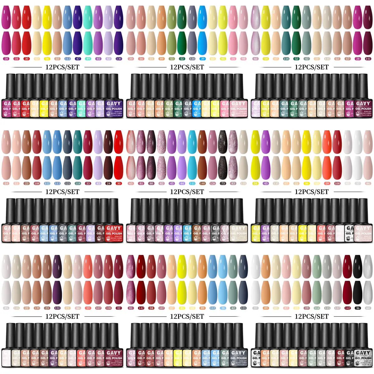 GAVY 12-piece gel nail polish set, fashionable seasonal colors, suitable for home use or salon application
GAVY 12-piece gel nail polish set, fashionable seasonal colors, suitable for home use or salon application